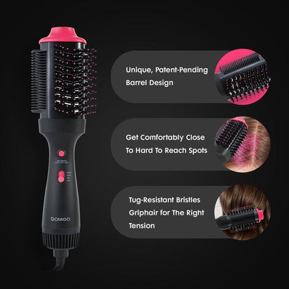 DOMIDO Apollo - 2 in 1 High-Volume Blow Dryer Brush & Hair Straightener Comb for Smooth, Salon-Quality Hair