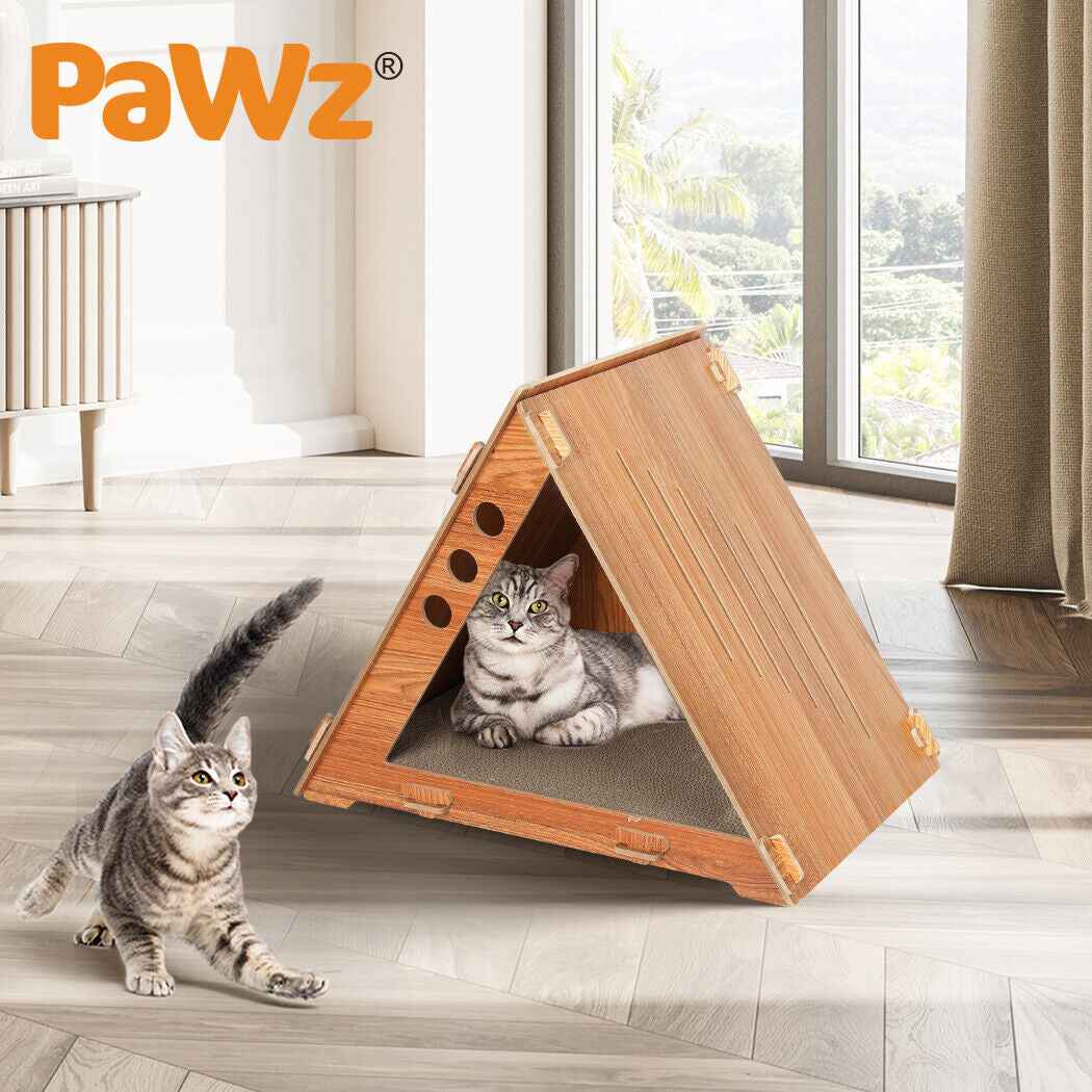 Pawz Cat Scratcher Scratching Board Corrugated Cardboard Scratch Bed Condo House