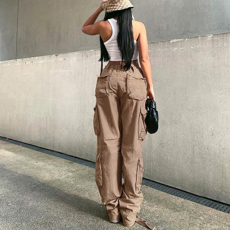 Euro Style Straight-Leg Cargo Pants | Women’s Autumn & Winter Workwear Trousers – Trendy & Comfortable