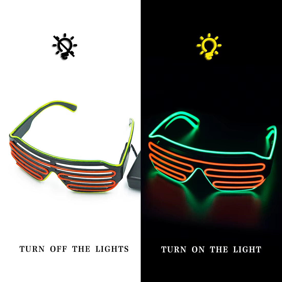 Glowing Glasses LED Gafas Luminous Bril Neon Christmas Glow Sunglasses Flashing Light Glass for Party Supplies Prop Costumes New