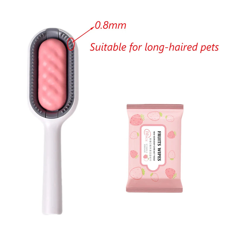 Double Sided Hair Removal Brushes for Cat Dog Pet Grooming Comb with Wipes Kitten Brush Gato Accesorios Artículos Para Mascotas