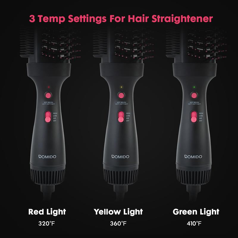 DOMIDO Apollo - 2 in 1 High-Volume Blow Dryer Brush & Hair Straightener Comb for Smooth, Salon-Quality Hair