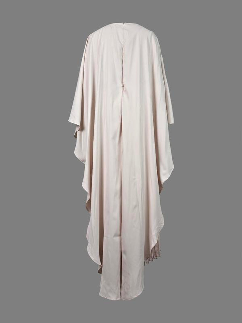 Elegant Pleated Maxi Dress for Women - Cloak Sleeve, Round Neck - Perfect for Parties, Weddings, Holidays, & Valentine’s Day Gif