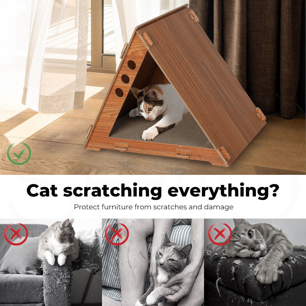 Pawz Cat Scratcher Scratching Board Corrugated Cardboard Scratch Bed Condo House