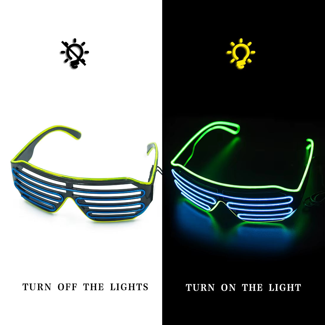 Glowing Glasses LED Gafas Luminous Bril Neon Christmas Glow Sunglasses Flashing Light Glass for Party Supplies Prop Costumes New